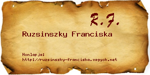 Ruzsinszky Franciska névjegykártya